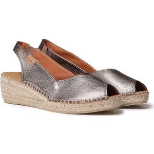 TONI PONS Bernia-P espadrilles met sleehak voor dames in peep-toe stijl van leer., azul claro, 35 EU