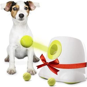 BOT automatische ballenwerper voor honden, Interactief hondenspeelgoed, Tennisballenwerper, Hondenspeelgoed ballenwerper met 3 kleine tennisballen (Mini, 5cm)