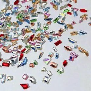 300/100 stuks mini nail art strass steentjes kristal acryl flatback diamanten gemengde vorm glitter diy nagel luxe manicure accessoires-mix-200 stuks
