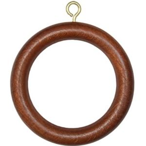 TENDAGGIMANIA Gordijn Curtain rings wood with curtain hooks color Cherrywood - 10 pieces suitable for curtsin rod diameter 35 mm - outer diameter of curtain rings: 70 mm