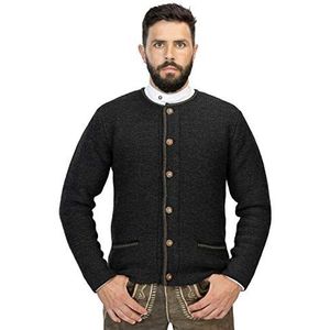 Hoogwaardig gebreid herenvest Anton - klederdrachtjas van wol - cardigan jas in bruin of blauw - Anton, antraciet, S