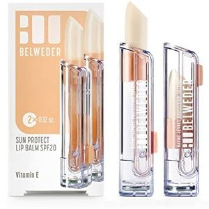 BELWEDER - Zonnebescherming Lippenbalsem SPF20 met Vitamine E - Lippenverzorging met Zonnebescherming voor zee en Bergen - Beschermend en Herstellend - Transparante Lip Balm Unisex (2 stuks 3,5g)
