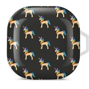 Gouden Eenhoorn met een regenboog manen oordopjes hoesje compatibel met Samsung hard shell beschermhoes wit stijl