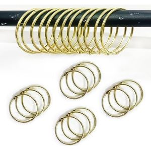 12 stuks Douchegordijnringe, 50mm metalen gordijnringen, gordijnringhaken, gordijnringen van metaal, voor ramen, deur, douchegordijnen, gordijnringen, voor alle gangbare douchegordijnstangen (goud).