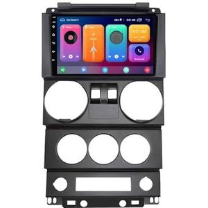 Android 14.0 2 Din Autoradio 9"" Touchscreen Auto Stereo voor Jeep Wrangler Rubicon 2008-2010-[Ingebouwd CarPlay/Android auto/DSP/GPS]-Support MIC/Stuurbediening/Bluetooth 5.0(A,P2 WIFI 4-Core 1G+32G)