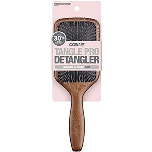 Conair, Tangle Pro Detangler, normaal & dik haar, houten paddle haarborstel, 1 stuks