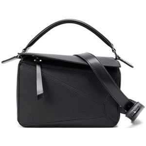 Kdaooy Luxe kleine vierkante tas voor vrouwen,Mode Eometrische handtas, Litchi Grain Crossbody Bag Lichtgewicht Messenger Bag, Zwart, Small