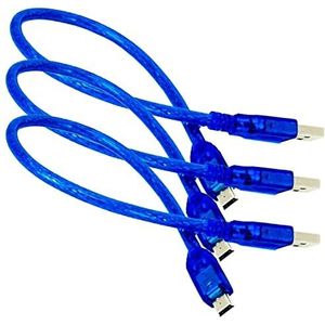 AZDelivery 3 x Blauwe mini USB-kabel compatibel met Arduino Nano V3 Inclusief E-Book!
