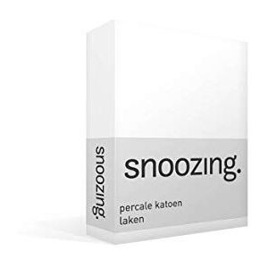 Snoozing - Laken - Lits-jumeaux - Percale katoen - 240x260 cm - Wit