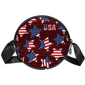 USA vlag blauw rood sterren gestreepte crossbody tas messenger tas portemonnee voor vrouwen, Meerkleurig, 6.7x6.7x2.3 in, Sling Rugzakken
