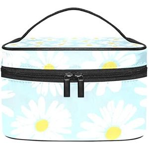 Blue Daisy make-up organizer tas, reismake-up tas organizer case draagbare cosmetische tas voor vrouwen en meisjes toiletartikelen, Meerkleurig, 22.5x15x13.8cm/8.9x5.9x5.4in