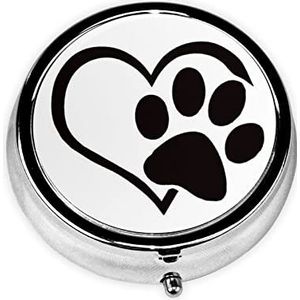 Pawprint Ronde Pillendoos Decoratieve Doos Pillendoos, Twee Compartiment Pillendoosje
