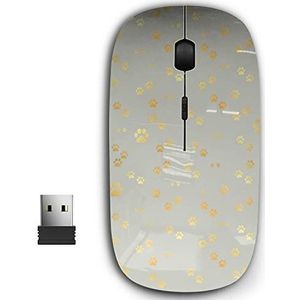 2.4G Ergonomische Draagbare USB Draadloze Muis voor PC, Laptop, Computer, Notebook met Nano Ontvanger (Hond Gouden Poten)