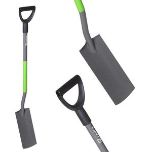 KADAX Drainagespade, draineerspade, tuinspade met D-handgreep, robuuste schop voor tuin, plantenschep, tuinschep met steel, spatschep van staal (rechthoekig, 126 x 15 cm)