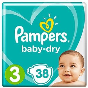 Pampers Baby-Dry Luiers Maat 3, 38 luiers, Voor Droge Ademende Huid