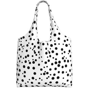 XIAOYANS Zwart-witte Polka Dot Extra Grote Capaciteit Schoudercanvas Tas Voor Winkelen Reizen Dagelijks Gebruik, Zwart, Eén maat