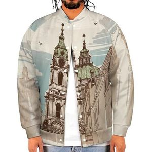Sint-Nicolaaskathedraal in Praag Grappige Heren Baseball Jacket Gedrukt Jas Zachte Sweatshirt Voor Lente Herfst