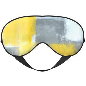 Grijs en Geel Abstracte Kunst Schilderen Print Comfortabele Oogmasker Ademend Verstelbare Mannen Vrouwen Lichtgewicht Reizen Yoga Werk