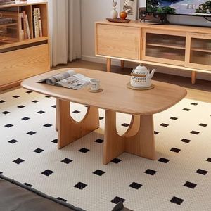 Multifunctionele klaptafel, Moderne ovale salontafel van eikenhout, cocktailtafel in Mid Century-stijl for de woonkamer(Log,39.37""Lx23.62""Wx14.96""H(100x60x38cm))