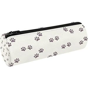 Bruine Hond Kat Poot Print Canvas Pen Etui Portemonnee Cosmetische Make-up Tas Voor Student Briefpapier School Kantoor Opslag, Multi#01, 20x6.3cm/7.9x2.5in, Potlood gevallen