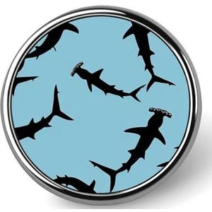 Hammerhead Shark-1 Ronde Broche Pin voor Mannen Vrouwen Aangepaste Badge Knop Kraag Pin voor Jassen Shirts Rugzakken
