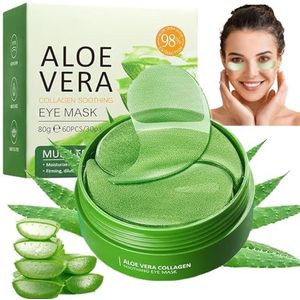Oogpads, 60 stuks aloë vera oogpads tegen kringen rond de ogen, oogpads met aloë vera-extract en collageen, hyaluronzuur oogpleisters tegen kringen rond de ogen, rimpels, zwellingen en wallen