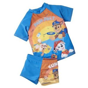 United Labels Paw Patrol Badpak, tweedelig, uv-bescherming 50+, voor jongens, blauw, badkleding voor kinderen, met shirt en broek, badmode, blauw, 110-116