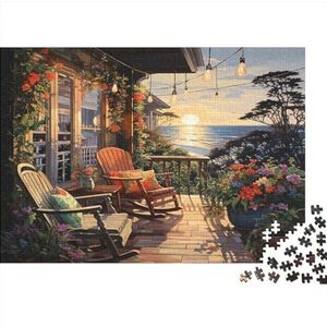 Seaside Hoedpuzzel voor volwassenen en jongeren, impossible puzzel, bloemenpuzzel, kleurrijk legspel, behendigheidsspel voor het hele gezin, puzzelspel, 300 stuks (40 x 28 cm)