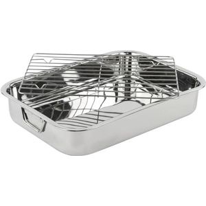 Menax - Ovenschaal met Handgrepen - Braadpan met Grill - Roestvrij Staal - 40 cm
