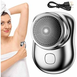 Elektrisch mini-scheerapparaat, draagbaar – elektrisch scheerapparaat voor mannen, praktisch en oplaadbaar elektrisch scheerapparaat via USB, reisscheerapparaat, nat scheerapparaat voor thuis, auto, reizen (zilver)