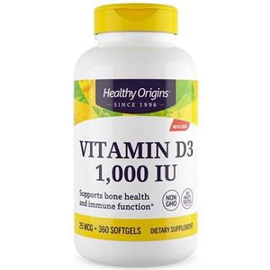 Healthy Origins, Vitamin D3, 1000 IU, 360 Caps