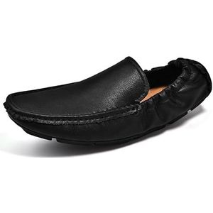 Loafers for heren, schoenen met vierkante neus, kunstleer, rijstijl, loafer, antislip, lichtgewicht, bestendig, mode-instapper (Color : Black, Size : 39 EU)
