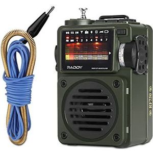 Raddy RF750 Draagbare korte golfradio, kleine AM/FM/SW-radio, digitale retro oplaadbare radio, werkt op batterijen, met BT, TF-kaartmuziekspeler, 6 EQ-modi, externe antenne