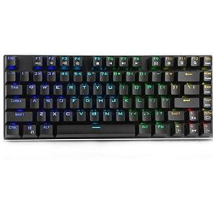 Gamingtoetsenbord, Mechanisch gamingtoetsenbord met 81 toetsen, Outemu Blue Switch RGB-achtergrondverlichting, zwart, USB