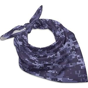 Blauwe camouflage-camouflage-bandana's voor mannen en vrouwen, vierkante kop, zijden sjaal, lichtgewicht wikkelhals, zakdoek, halsdoek, 45,7 x 45,7 cm