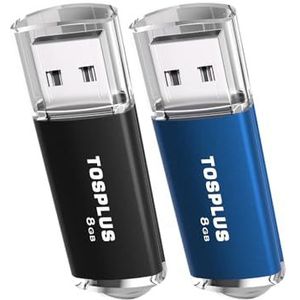 TOSPLUS 2 stuks 8 GB USB 2.0 flashdrive 8 GB flashdrive (zwart/lichtblauw)