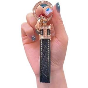 Autosleutel beschermhoes Autosleutelhanger Luxe Lederen Geruite Sleutelhanger Zwarte Gesp Autosleutelring Kettinghouder Sieraden Cadeau Sleutel Shell(1 UK)