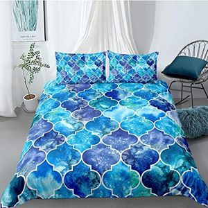 beddengoed set 3D Blauw Fantasiemarmer Print 3 stuks dekbedovertrek met kussenslopen Polyester microvezel Ultra zacht hypoallergeen enkele dubbele King Super King 180 x 200 cm