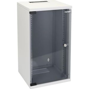 HMF 63412-07 netwerkkast, serverkast 10 inch | 12 HE | 300 mm diepte | volledig gemonteerd | glazen deur | lichtgrijs