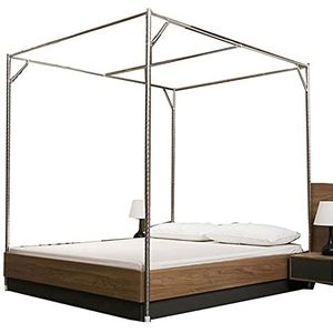 Dalovy Bedoverkapping, muggennet, baldakijn, frame, roestvrij staal, zilver, modern romantisch, 220 x 135 cm, 195 cm hoogte, eendelige plafondluifel
