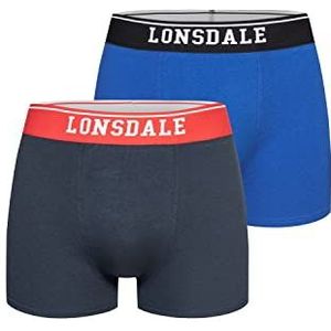 Lonsdale Oxfordshire Boxer Shorts voor heren, donkerblauw/blauw, L