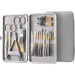 Manicureset, nagelknipperset, Grijze nagelknipperset 8/12/18 stuks Manicure Pedicure Kit(18pcs)