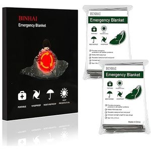 Binhai Isotherme deken voor noodgevallen, overlevingsdeken, 130 x 210 cm, 2 stuks