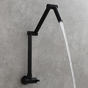 Pot Filler Kitchen Tap 360 ° Rotation Single Handle Brass Mixer Tap Kitchen Sink Wall Mount Single Cold Water Kitchen Taps Single Handle Mixer Tap Kitchen Sink,Black,Black