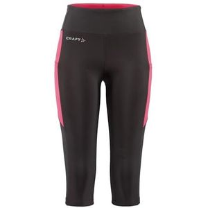 Craft ADV Essence Capri Tights 2 | Capri Sportlegging voor dames, S | Slate-Fuchsia | Sportbroek voor dames met extra brede tailleband met trekkoord | gerecycled polyester | sportbroek voor dames met