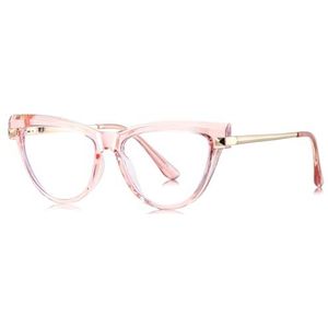 Vrouwelijke kat oog bril blauw licht metaal TR90 bril montuur voor vrouwen mode decoratie, Roze Goud Frame