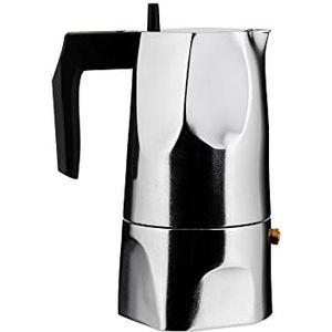 Alessi "" Ossidiana Espresso koffiezetapparaat in aluminium gieten. Handvat en knop in zwarte thermoplastische hars. 3 kop