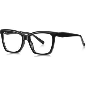 moomoobird Mode Bril voor Vrouwen Grote TR90 Frame Heldere Lens Vierkante Bril Frame Vrouwelijk, Zwart met helder