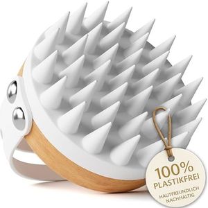 HELDSON® FSC® Premium massageborstel voor de hoofdhuid, 100%, hoofdmassageborstel, haarmassageborstel haar, haarverzorging, hoofdhuid peeling, hoofdmassage - scalp scrub [opaalwit]