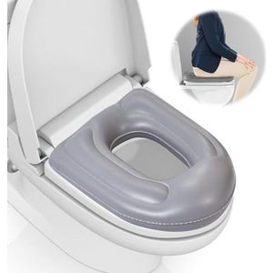 Opblaasbaar wc-brilkussen: in hoogte verstelbaar toiletzitkussen, pvc-pad met zuignappen voor volwassenen, senioren, gehandicapten, pijn aan het stuitbeen